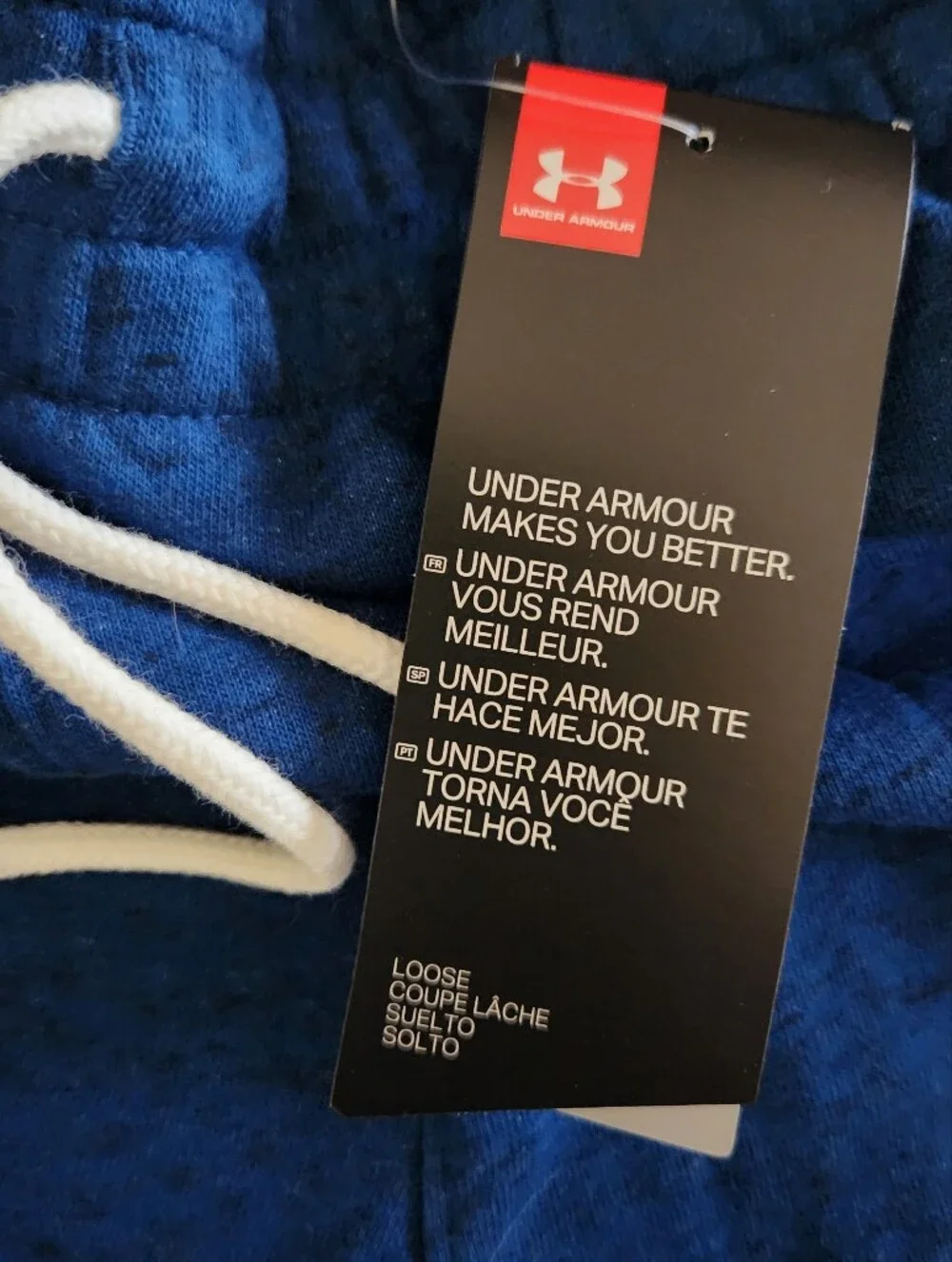 Men's NWT Under Armour Blue Drawstring Cotton Blend Shorts Size Medium